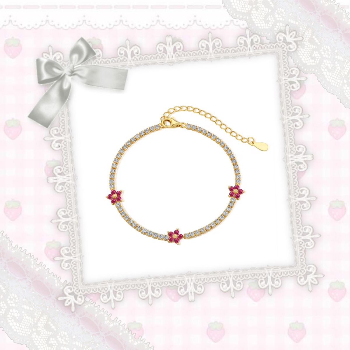 Gold Petalyn Tennis Bracelet