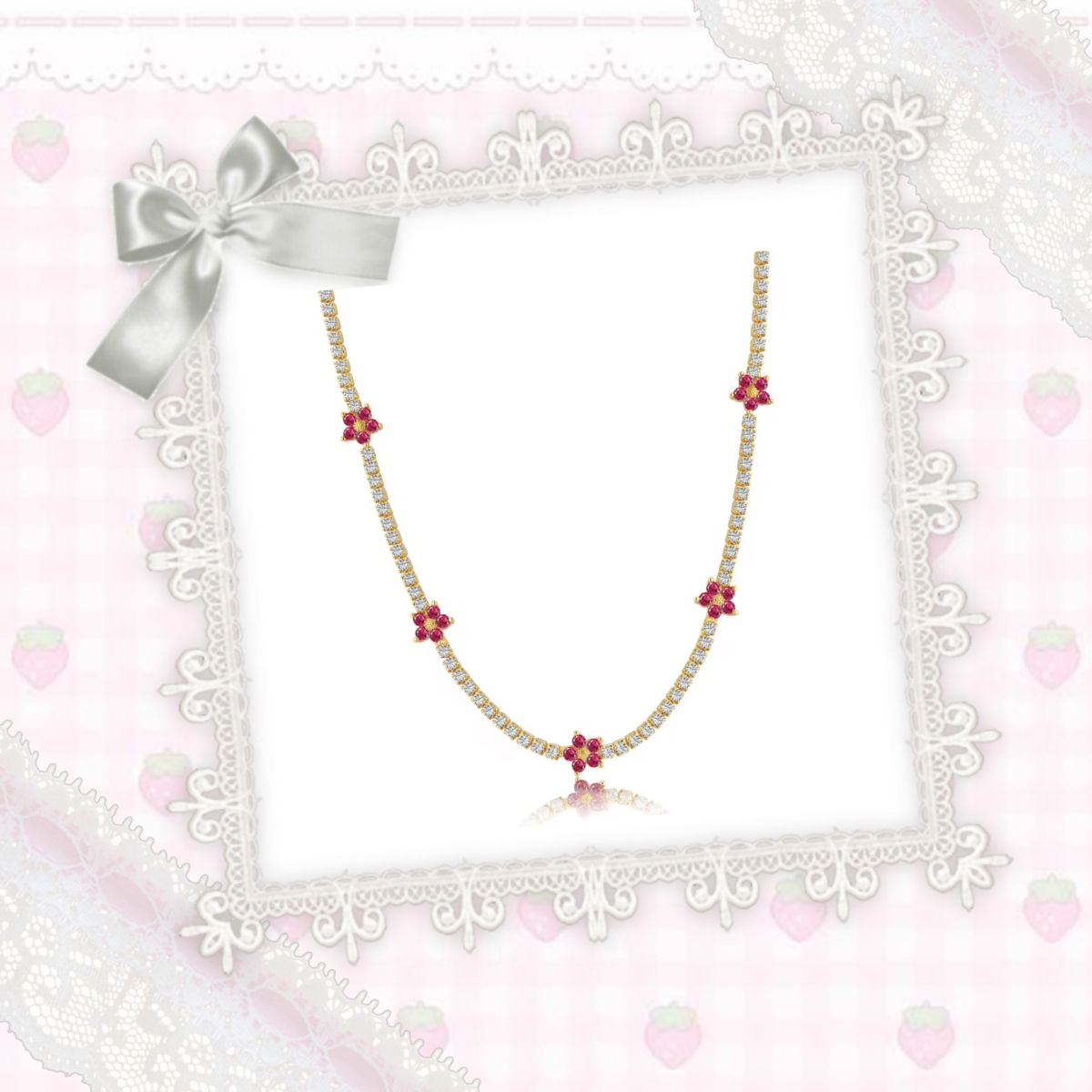 Gold Petalyn Tennis Necklace